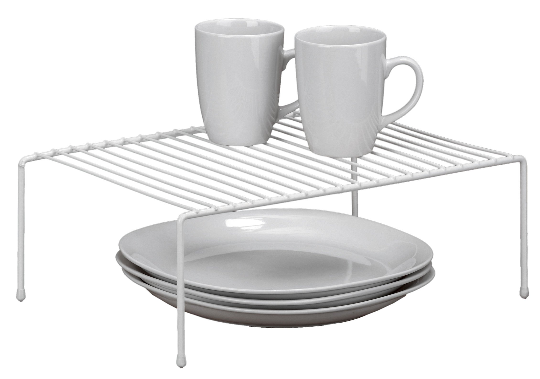 Photo 1 of Kitchen Details Free Standing Helper Cabinet and Countertop Shelf Organizer | Good for Dishes | Mugs | Glasses | Bowls | Large | White