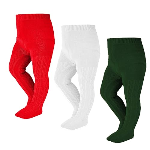 EPEIUS Baby Tights Newborn Girl Seamless Cable Knit Leggings Thick
