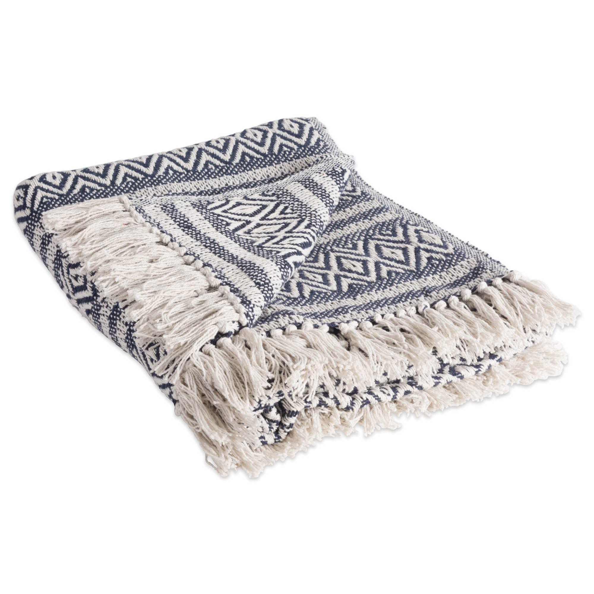 DII Adobe Stripe Woven Throw, Cotton, Navy, 50x60-Inch โ image 1
