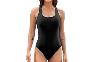Vevarble Women's Crisscross Back One Piece Swimsuit - Slimming Scoop Neck Removable Padding Bathing Suit