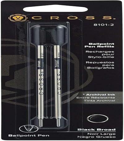 CROSS 8101-2 Original Archival Ink Refill Black 2 Pack Broad Point
