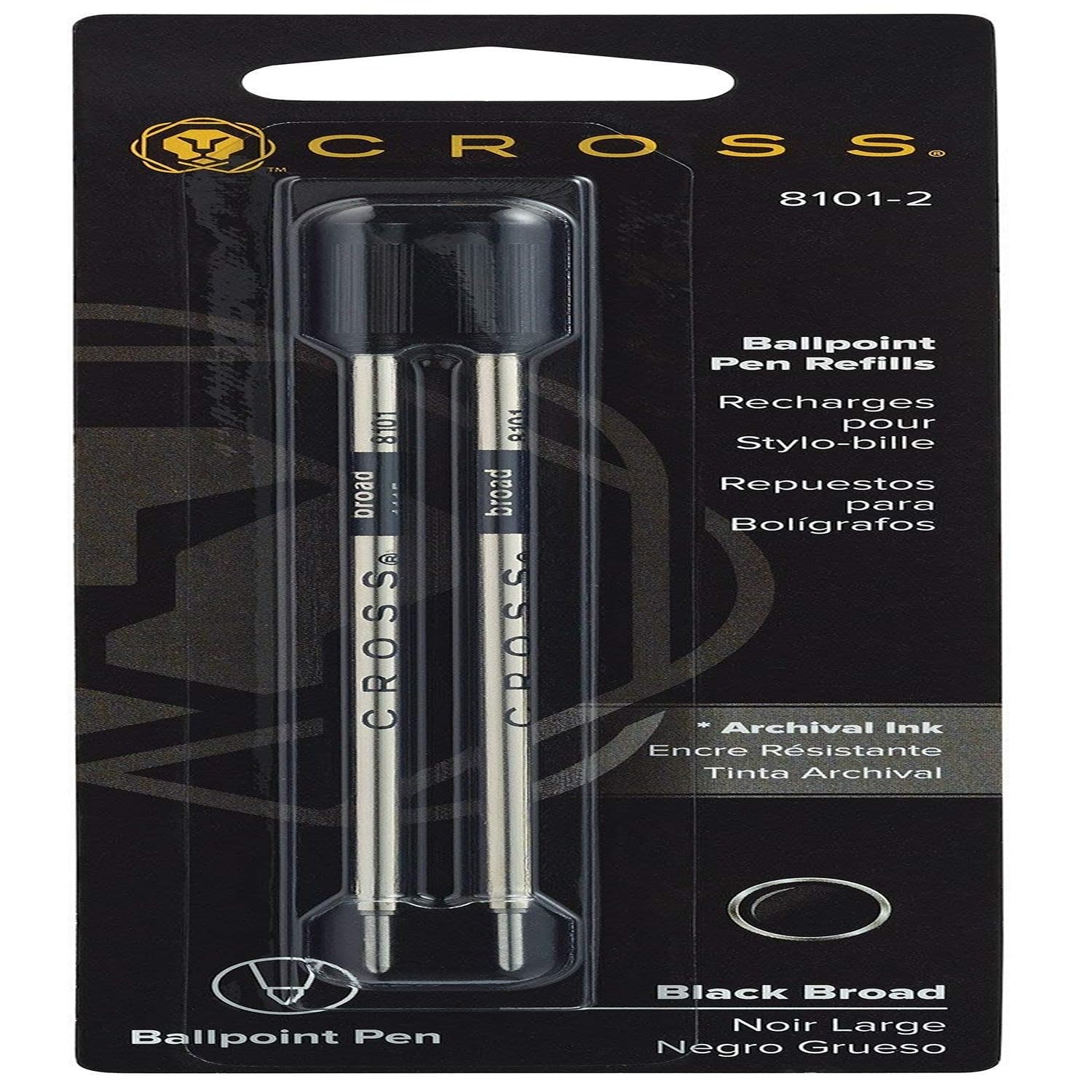 CROSS 8101-2 Original Standard Archival Ink Refill for Ballpoint Pens, Broad Point, Suitable for most Ballpoint Pens, 2 Pack, Black — image 1