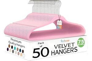 Techzoo Premium Velvet Hangers 50 Pack - Space Saving Felt Hanger, Non Slip Clothes Hangers for Closet, Heavy Duty Coat Hange