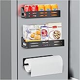 Carwiner 3 Pack Magnetic Spice Rack for Refrigerator with Paper Towel Holder, Magnetic Refrigerator Organizer, Strong Magnetic Fridge Shelf, Rustproof Side Fridge Storage Rack for Kitchen