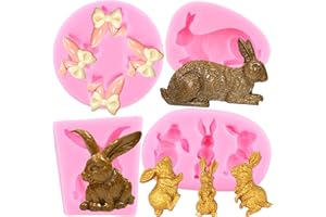 ZiXiang Rabbit Silicone Fondant Mold Easter Bunny Ears Chocolate Molds For Cake Decorating Cupcake Topper Candy Gum Paste Set Of 4
