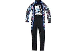 Hiheart Boys Girls Full Body Rash Guard Bathing Suit Sun Protection Front Zip Up One Piece Sunsuit