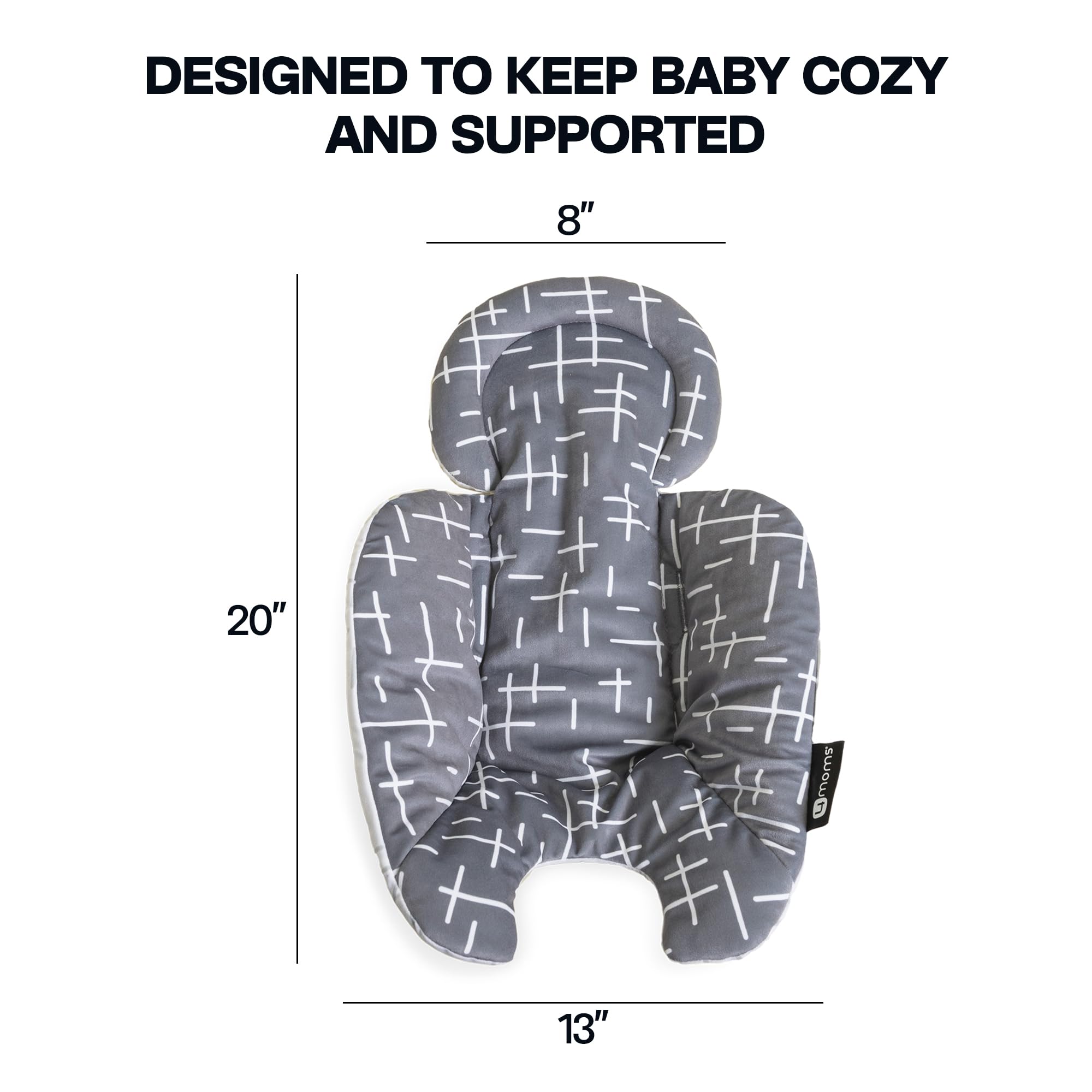 4moms RockaRoo and MamaRoo Infant Insert, Machine Washable, Soft, Plush Fabric, Reversible Design, Dark Grey