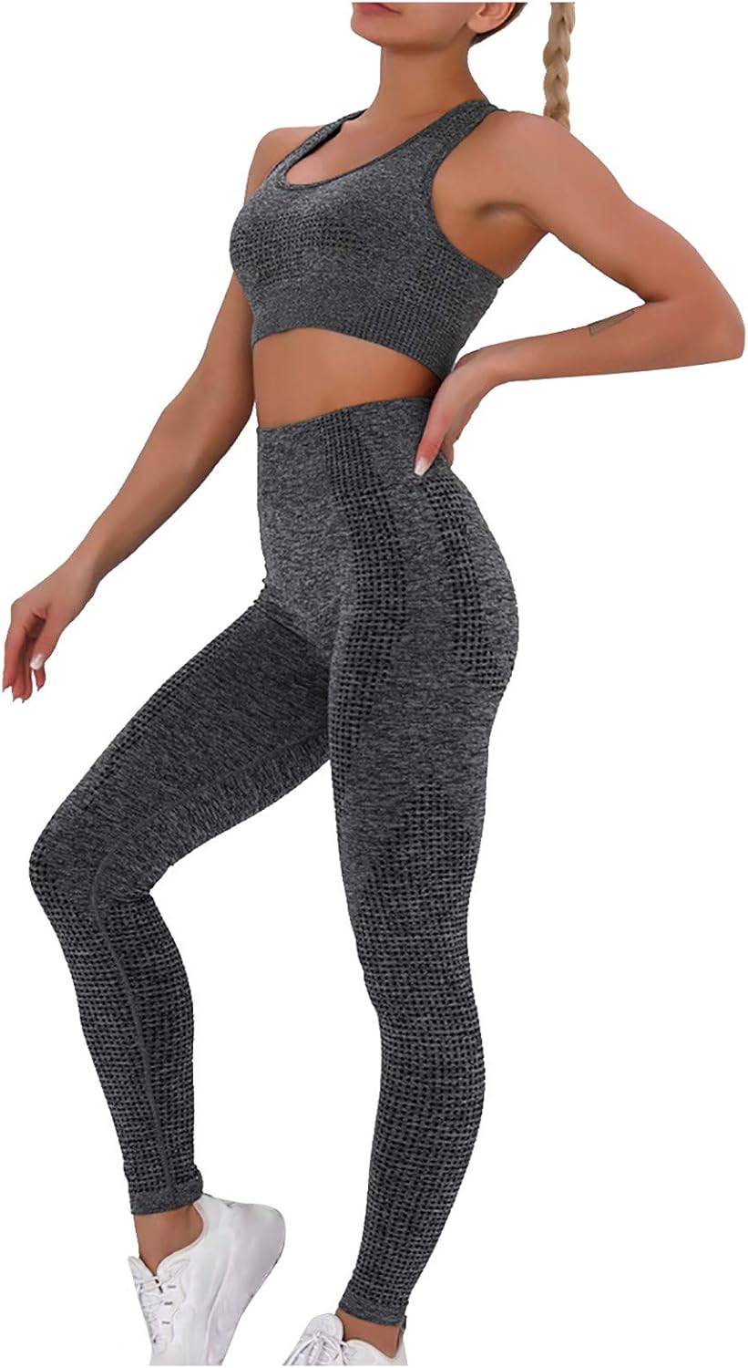terbklf Women's Workout Sets 2 Pieces Yoga Suits High Waisted Athletic
