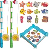 WoodenEdu Montessori Kids Fishing Game,Wooden Magnetic Fishing Toy | Fine Motor Skills Learning Birthday Gift for Kids Boys Girls 2 3 4 Years Old