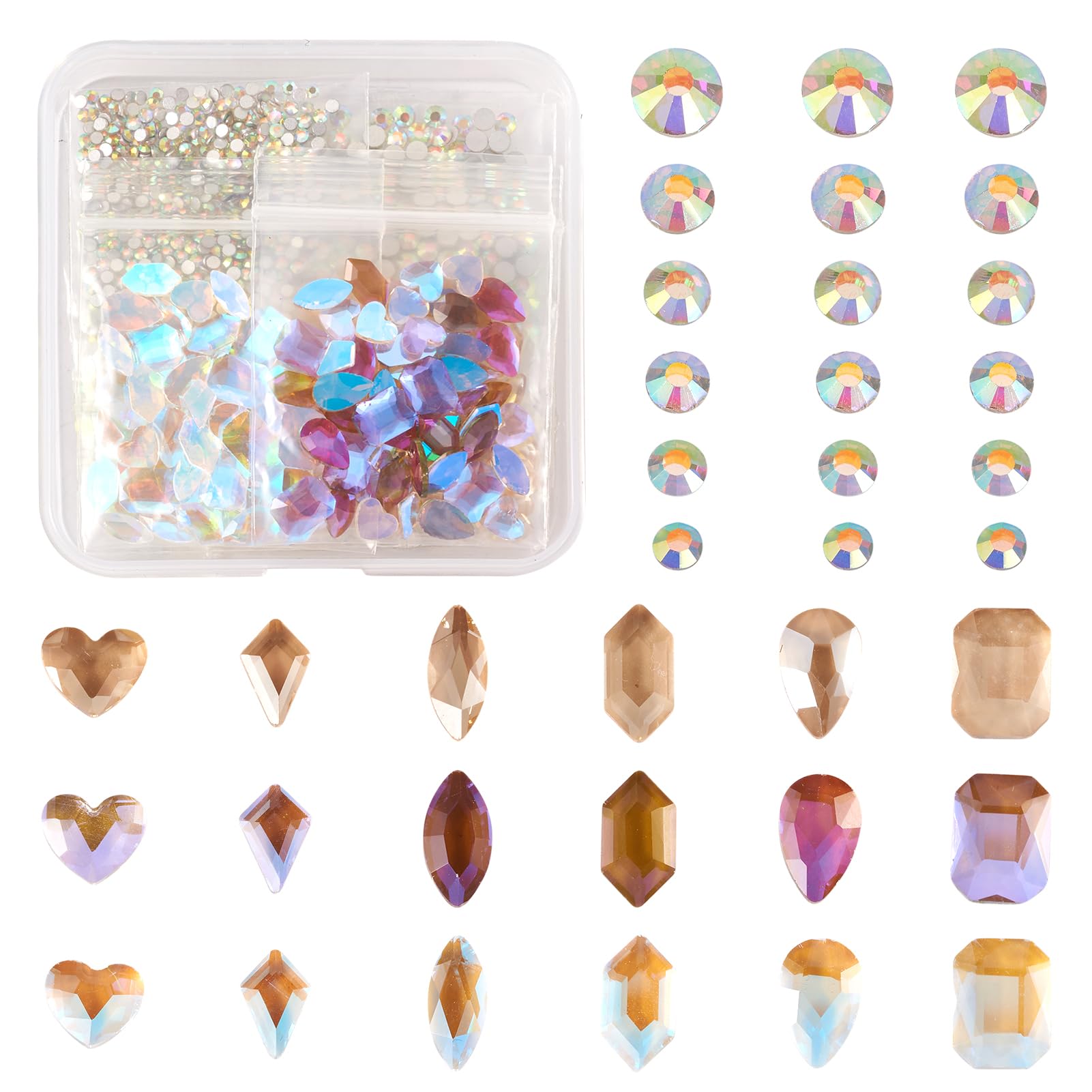 Bestewelry Flat Back Glass Cabochons Teardrop Heart Faceted Crystal Glass Embellishment for Jewelry Making Shoes Clothes Nail Art Decoration