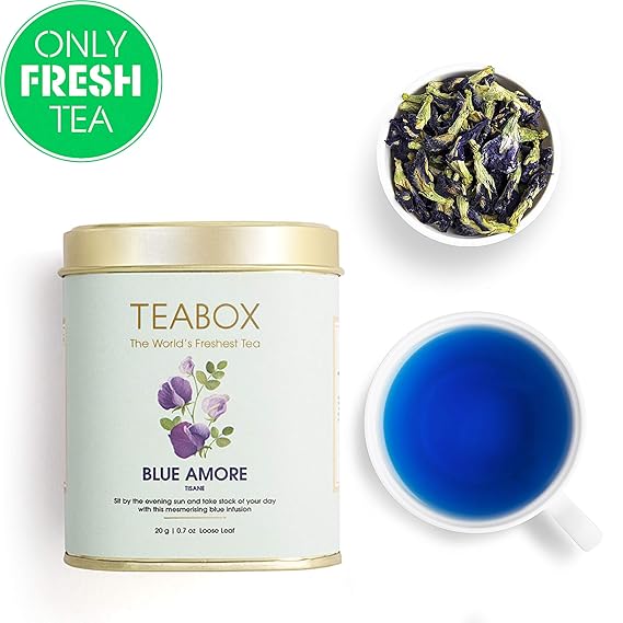 Teabox Exotic Blue Amore Tea 100 Natural Anti Oxidant Butterfly Pea Flower Tisane Jar G Amazon In Grocery Gourmet Foods