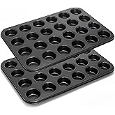 Kingrol 24-Cup Bite Size Baking Pan Set (Extra Small Cavities), Nonstick Carbon Steel Mini Treat & Candy Pans – 2 Pack