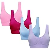 Vermilion Bird Women's 3 Pack Seamless Comfortable Sports Bra with Removable Pads