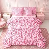 Feelyou Cute Leopard Bedding Set for All Season Cheetah 7 Pieces Comforter Sets Full Size Teens Room Decor Pink Animal Print Bed in a Bag with Comforter, Sheets, Pillowcases &amp; Cushion Cover