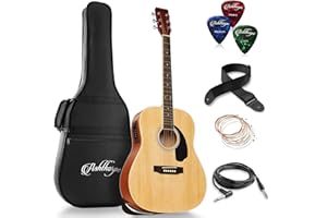Ashthorpe Full-Size Dreadnought Acoustic-Electric Guitar Bundle - Premium Tonewoods - Natural