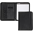 Samsill Professional Padfolio, Faux Leather Junior Portfolio with Zipper, 10.1 Inch Tablet Sleeve, with 7 x 10 Inch Notepad, Black