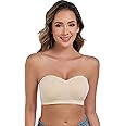 ANGOOL Strapless Bras for Women Wirefree Non-Slip Tube Top Invisible Bralette Seamless Padded Bandeau Bra