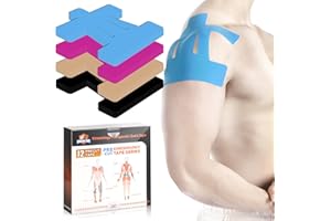 Kinesiology Tape for Shoulder Precut, 12 PCS Shoulder Tape for Pain Relief, KTQUICK Original Cotton Waterproof & Breathable, Enhance Elastic Sports Tape for Pain Support and Muscle Sports, Blue