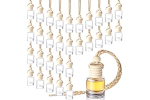 Zubebe 300 Pcs Hanging Car Air Freshener Diffuser Bottles Empty Bulk 8ml Clear Glass Essential Diffuser Oil Pendant Bottle Refillable Automotive Aromatherapy Fragrance Perfume Containers, Cylindrical