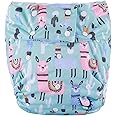 Sigzagor Teen Adult Cloth Diaper Nappy Reusable Washable for Disability (Blue Lamas)