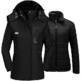 wantdo Women's 3 in 1 Waterproof Ski Jacket Mountain Snowboarding Jacket Winter Snow Coat
