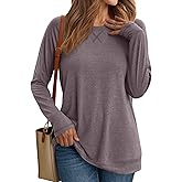 AUTOMET Womens Long Sleeve Crewneck Shirts Fall Winter Casual Work Tops Loose Fit Clothes Trendy Basic Outfits 2026