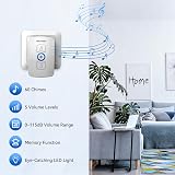 TECKNET Wireless Doorbell IP65 Waterproof 1300ft 60 Chimes 5 Level Vol view 3