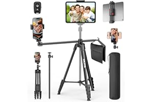 ZIKZOK 70" Phone Tripod & Selfie Stick, Horizontal Overhead Tripod, Extendable Camera Cell Phone Tripod Stand with Wireless Remote and phone Holder for Filming Video Recording Live Stream