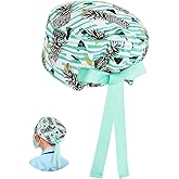 Tropical Pattern Scrub Caps for Women and Men with Buttons, Pineapple Surgical Tech Head Cover, Adjustable Euro Style Scrub Hat for Long or Short Hair