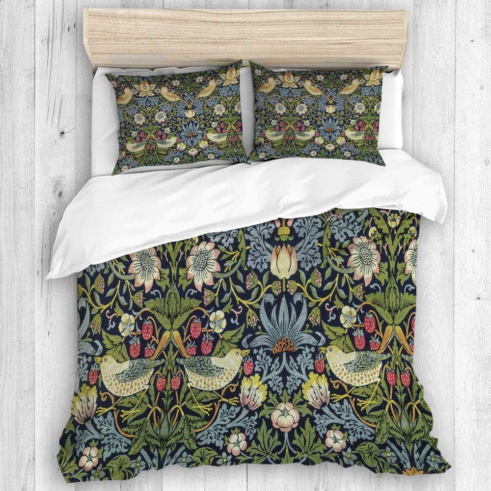 NISENASU bedding duvet cover set, strawberry thief indigo vintage art