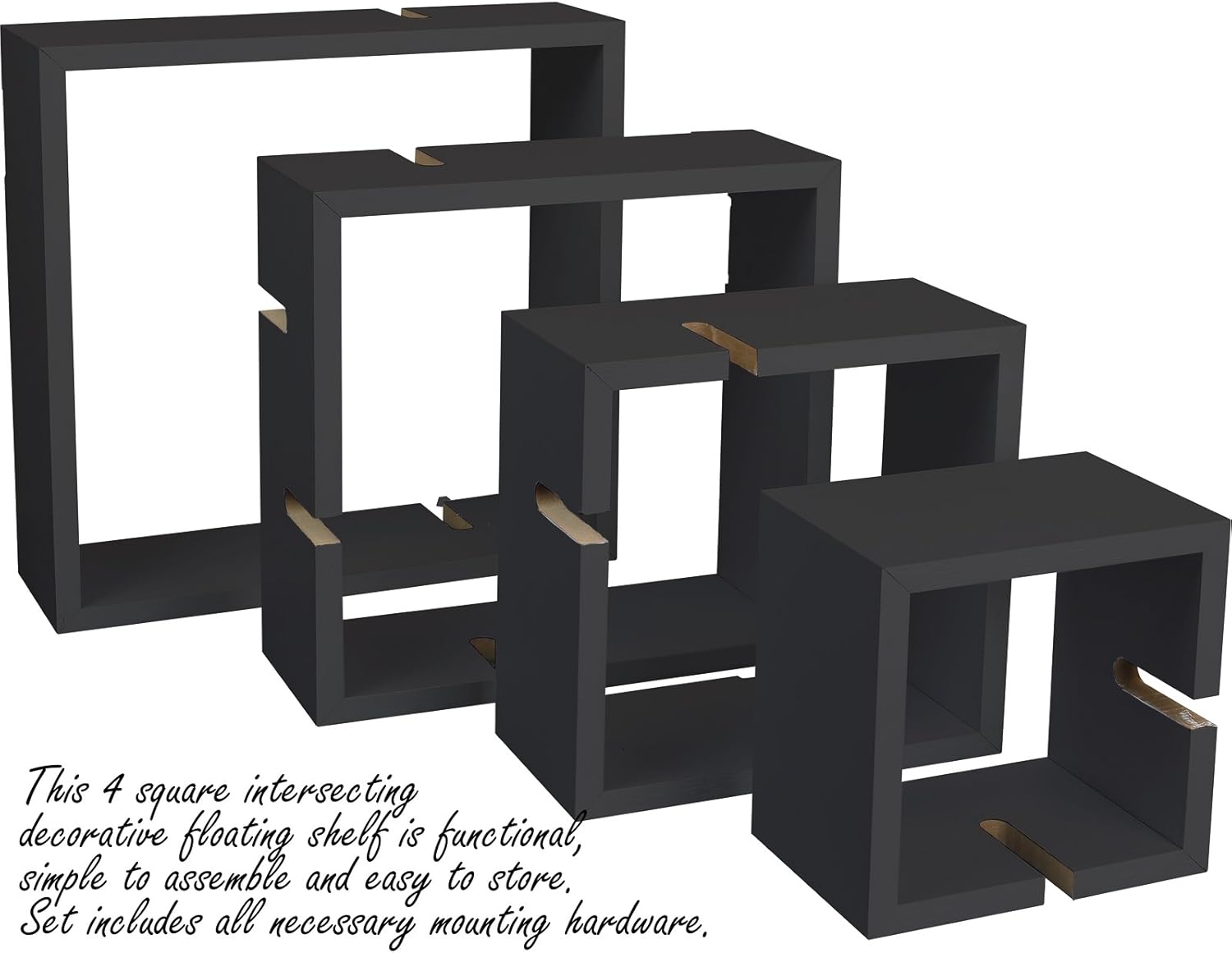 Greenco 4 Cube Intersecting Wall Mounted Floating Shelves Espresso Finish: Home & Kitchen