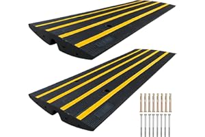 F COME FCOME 2 Pack Rubber Heavy Duty 44000lbs Capacity Car Ramp, Rubber Threshold Ramp, Driveway Curb Ramp, Doorway Rubber Ramp, 2.6 Inch High Rubber Curb Ramp for Cars, Truck,Scooter, Bike (R2)
