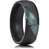 King Will Men's 8mm Wooden Rings, Unique Men's Wood Wedding Rings Inlay Domed Ring for Men Women, Comfort Fit