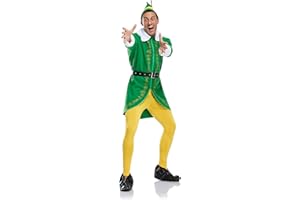 LILLIWEEN Elf Costume Christmas Buddy Jovi Jacket Belt Pants Holiday Green Party Outfits for Adults Couples