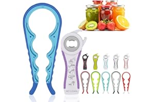 MEYUEWAL Jar Opener, 5 in 1 Multi Function Can Opener Bottle Opener Kit with Silicone Handle Easy to Use for Children, Elderly and Arthritis Sufferers (Blue)