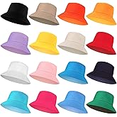 16 Pcs Solid Color Summer Bucket Hats for Women Unisex Packable Sun Hat Set Lightweight Fishman Cap for Holiday
