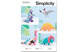 Simplicity SS9585OS Plush Dinosaurs Sewing Pattern Packet, Design Code S9585, One Size