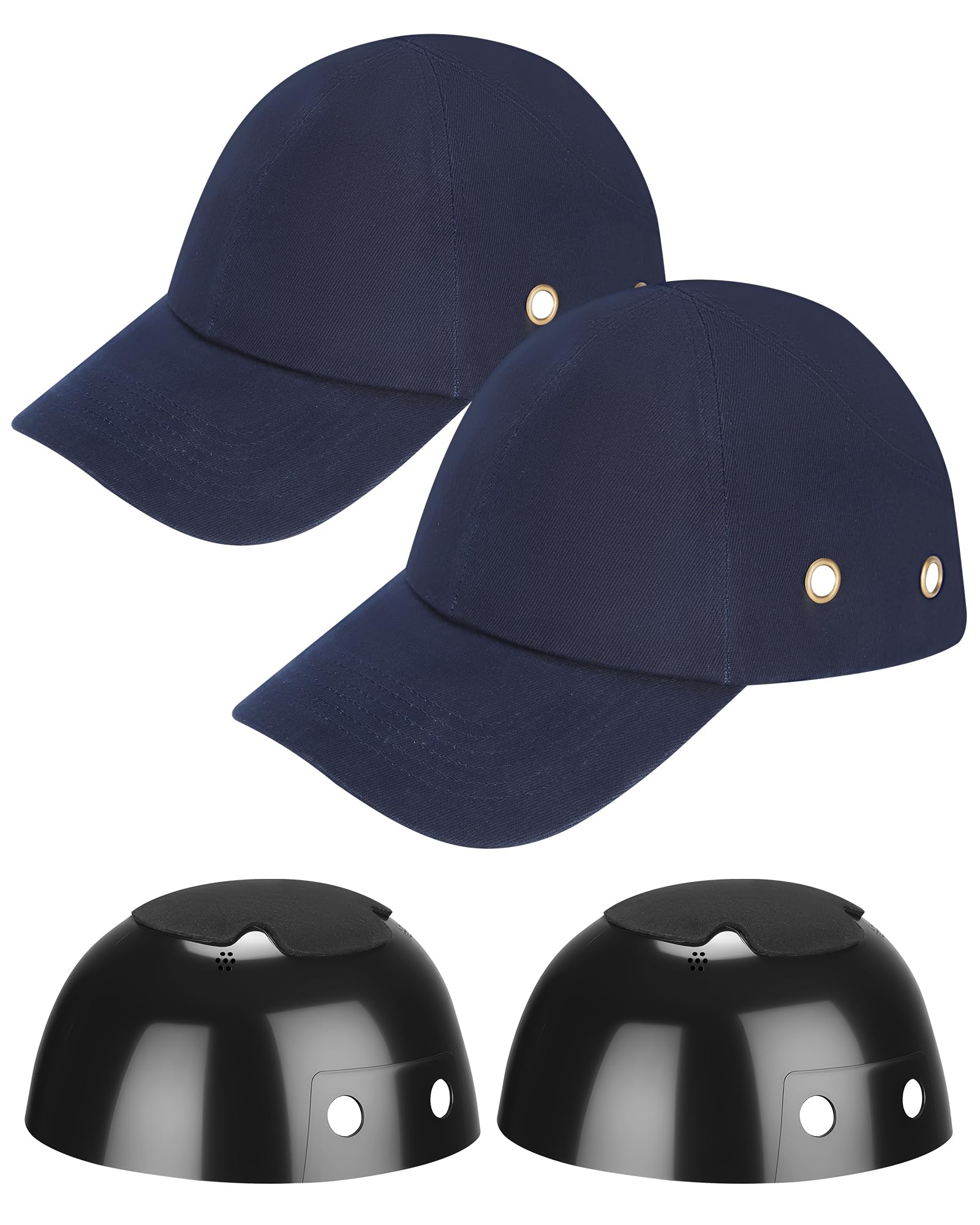HOLULO Breathable Adjustable Bump Cap with Hard Hat Liner - Lightweight Baseball Style Safety Helmet for Men & Women, Perfect for Construction, Maintenance & Repairs - 2 Pcs (Blue)