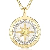 LOUISA SECRET Graduation Gifts for Her 2025, S925 Sterling Silver Compass Birthstone Pendant Necklace for Her, Anniversary Birthday Jewelry Gifts for Women Her