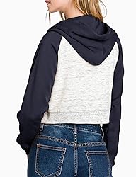 DOUBLJU Casual Crop Hoodie Long Sleeve Zip Up