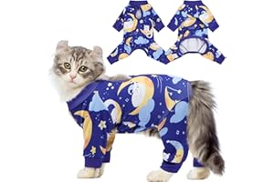 QBLEEV Sticky Hair Cat Clothes, Cat Onesie for Pets After Surgery, Prevent Fur Loss Pet Pajamas for Cats Only, Full Body Long