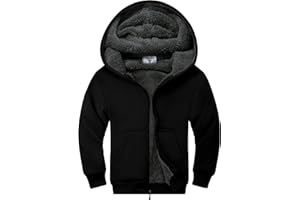 ZITY Boys Zip Up Hoodie Fleece Jacket Kids Sherpa Lined Sweatshirts Outerwear Unisex Warm Winter Coat 6-15 Years Old