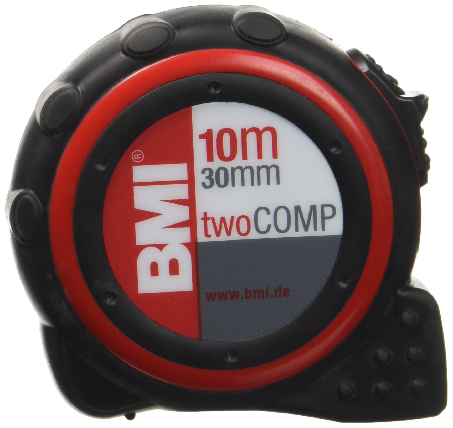 BMI 472041021 "TWO COMP" Pocket Measuring Tape, White/Black/Red, 10 m x 25 mm