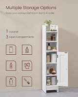 VASAGLE Slim Bathroom Floor Cabinet with Door Cloud White BBC311W01 view 3