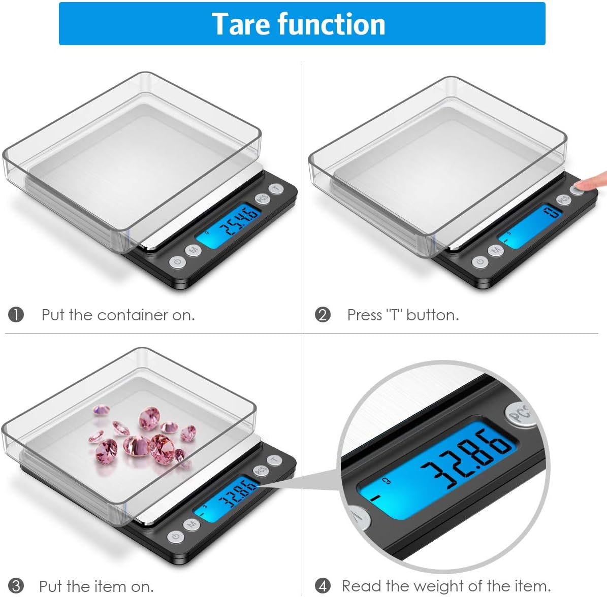 Criacr Digital Pocket Scales, 500g High-Precision Jewelry Scales, Stainless Steel Kitchen Scales with Two Trays - Image 4