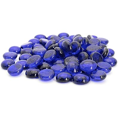 Royal shigo da Gilashin Flat Marbles, Tebur Table Scatter, Bikin aure Centerpieces Decor, Aquarium Pebbles, Vase Filler Gems, 5 LBS (Kimanin 400 inji mai kwakwalwa), Blue