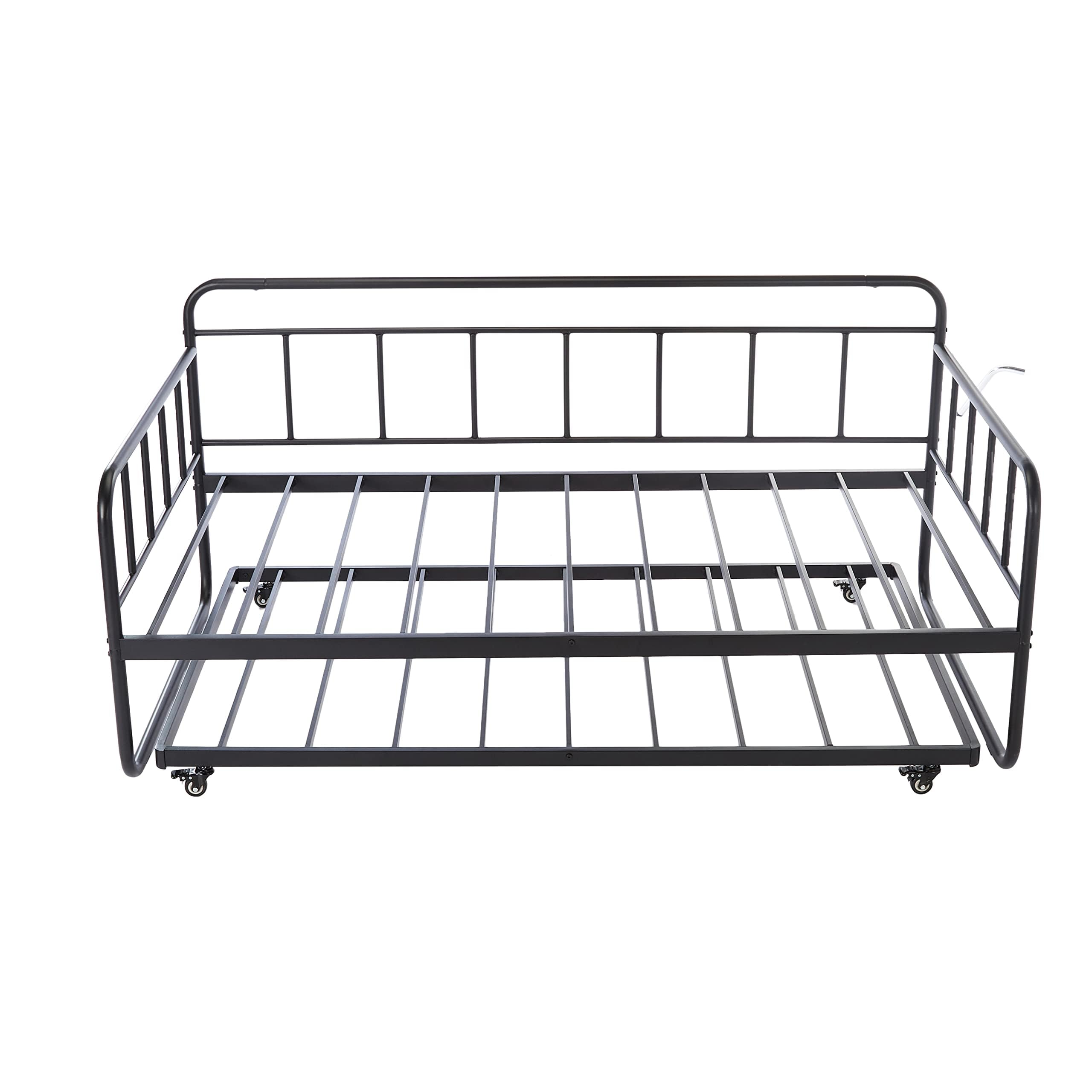 Photo 1 of Amazon Basics Twin Daybed and Trundle Bed Frame Set, Easy Assembly, Space Saving, Steel Slat Support, Black, 77.3 x 40 x 35.4 in