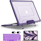 MEEgoodo for MacBook Air 13.6 inch Case 2025 2024 2022 (A3240/A3113/A2681) with M4/M3 M2, Laptop Hard Shell for MacBook Air 13", Cover with Heavy Duty Rugged Shockproof Kickstand, Purple XK