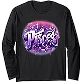 Purple Pisces Zodiac Star Sign Long Sleeve T-Shirt