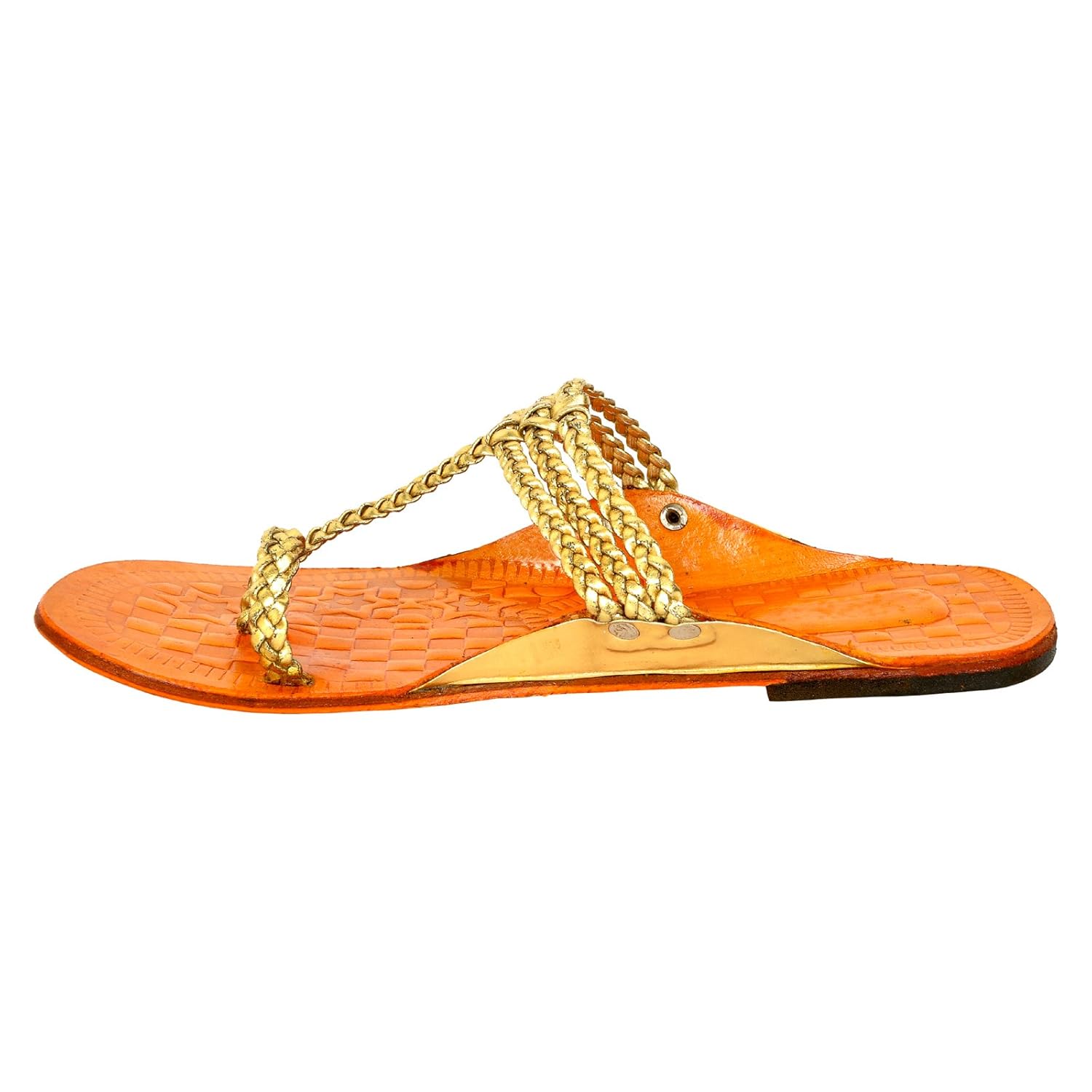 altek stylish women leather kolhapuri chaapls (1368_gold)